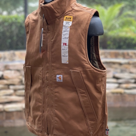 CARHARTT FLAME-RESISTANT QUICK DUCK BROWN VEST JACKET [103387] - Picture 3 of 12
